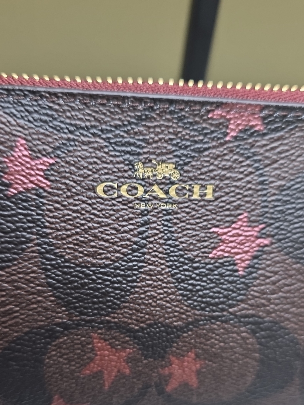 Coach F39047 Signature Canvas Card Holder Pop StarPrint Brown/Metallic Pink NWOT - Picture 2 of 10